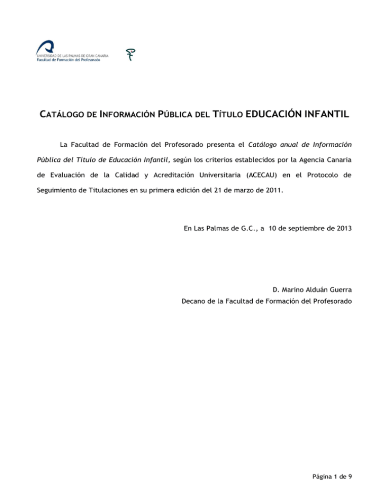 CAT LOGO DE INFORMACI N P BLICA GRADO EDUCACI N INFANTIL 2014 2015