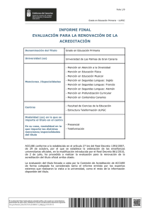 INFORME FINAL DE EVALUACI N PARA LA RENOVACI N DEL TITULO 2016