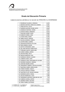 Listado de alumnos admitidos Menciones de Educaci n Primaria.