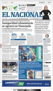 El Nacional hoy en primera página: