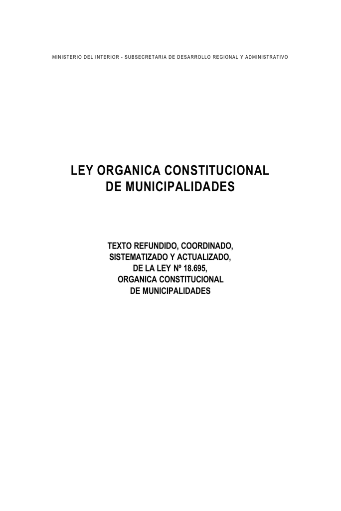 LEY ORGANICA DE MUNICIPALIDADES