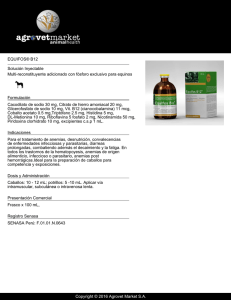 EQUIFOS® B12 Solución Inyectable Multi-reconstituyente adicionado con fósforo exclusivo para equinos Formulación