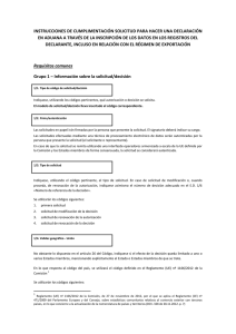 Instrucciones de cumplimentación de la solicitud de declaración a través de la inscrpción de datos del declarante