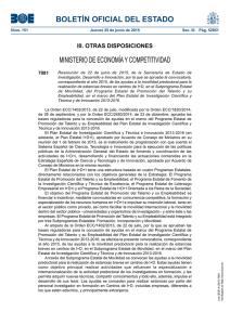 BOLETÍN OFICIAL DEL ESTADO MINISTERIO DE ECONOMÍA Y COMPETITIVIDAD III. OTRAS DISPOSICIONES 7081