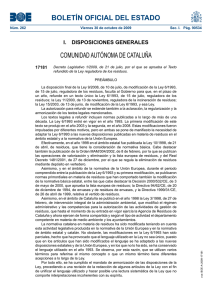 Decreto legislativo 1-2009 texto refundido resiudos CATALU�A