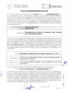 POZA RICA ACTA DE NOTIFICACION DE FALLO H. AYUNTAMIENTO