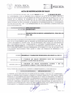 POZA RICA H. ACTA DE NOTIFICACION DE FALLO AYUNTAMIENTO