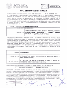 POZA RICA RICA ACTA DE NOTIFICACION DE FALLO H. AYUNTAMIENTO