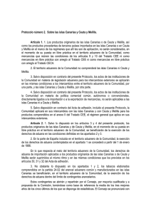 Protocolo 2 sobre las Islas Canarias y Ceuta y Melilla (arts. 1, 2, 3, 5, 6, 7, 8 y 9).