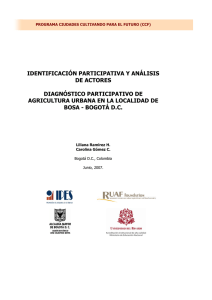 Identificacion y analisis de actores en agricultura urbana Bogota