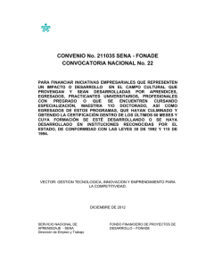 CONVENIO No. 211035 SENA - FONADE CONVOCATORIA NACIONAL No. 22