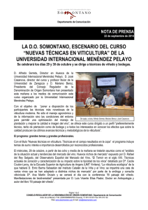 LA D.O. SOMONTANO, ESCENARIO DEL CURSO UNIVERSIDAD INTERNACIONAL MENÉNDEZ PELAYO