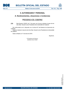 BOLETÍN OFICIAL DEL ESTADO PRESIDENCIA DEL GOBIERNO II. AUTORIDADES Y PERSONAL