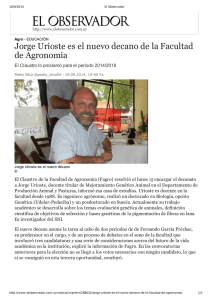 Jorge Urioste es el nuevo decano de la Facultad de Agronomía. El observador 19-09-2014