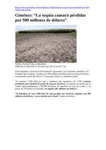Giménez: “La sequía causará pérdidas por 500 millones de dólares" Espectador 18-03-2015