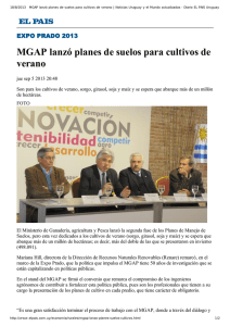 MGAP lanzó planes de suelos para cultivos de verano. El País 18-08-2013
