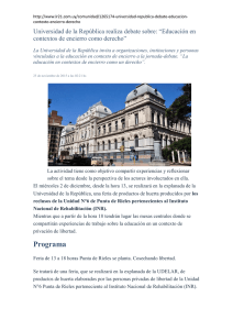 Universidad de la República realiza debate sobre: “Educación en contextos de encierro como derecho” laR21.com.uy 25-11-2015