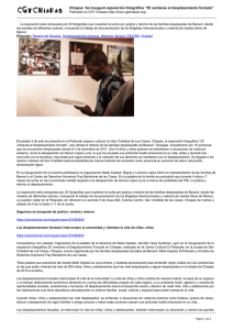 Chiapas: Se inauguró exposición fotográfica “20 ventanas al desplazamiento forzado”