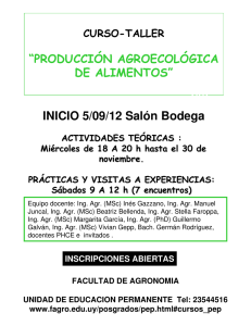 "PRODUCCIÓN AGROECOLÓGICA DE ALIMENTOS"