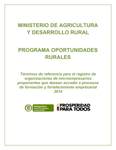 Convocatoria Oportunidades Rurales 2014 Registro Proponentes