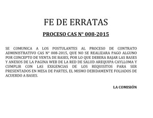 FE DE ERRATAS  PROCESO CAS N° 008-2015