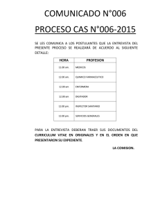 COMUNICADO N°006 PROCESO CAS N°006-2015