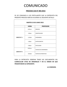 COMUNICADO PROCESO CAS N° 003-2015 :