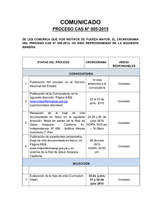 Comunicado Proceso CAS 005-2015 (Reprogramación del Cronograma)