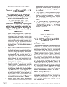 Tunjuelito Humana: Accion Transformadora Del Terrritorio, Acuerdo Local No. 07 del 24 de agosto de 2012