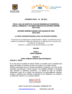 Antonio Nariño Humana Con Calidad De Vida, Acuerdo Local No. 01 de septiembre de 2012