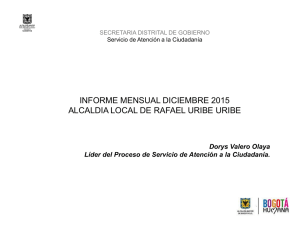 INFORME MENSUAL DICIEMBRE 2015 ALCALDIA LOCAL DE RAFAEL URIBE URIBE
