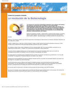 CODELCO ha aceptado el desaf o: La Revoluci n de la Biotecnolog a.