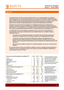 Informe de Gestión Enero – Junio 2013 Resumen