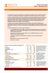 Informe de Gestión Enero - Diciembre 2012 Resumen