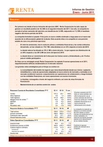 Informe de Gestión Enero - Junio 2011 Resumen