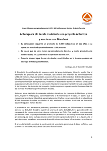 Antofagasta plc aprueba Proyecto Antucoya