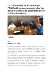 La Conselleria de Economía y Femeval se reúnen para abordar posibles líneas de colaboración en política industrial