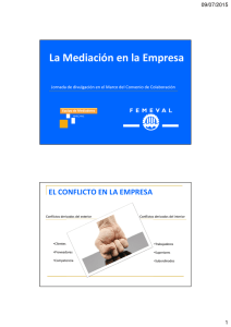 La Mediación en la Empresa EL CONFLICTO EN LA EMPRESA 09/07/2015