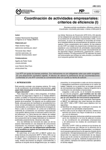 Nueva ventana:NTP 1052: CoordinaciÃ³n de actividades empresariales: criterios de eficiencia (I) - AÃ±o 2015 (pdf, 277 Kbytes)