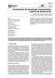 Nueva ventana:NTP 1053: CoordinaciÃ³n de actividades empresariales: criterios de eficiencia (II) - AÃ±o 2015 (pdf, 364 Kbytes)