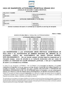 INSTANCIA ALTA ACTIVIDADES DEPORTIVAS NIÑOS (CAMPUS Y CURSOS DE NATACIÓN) 2014