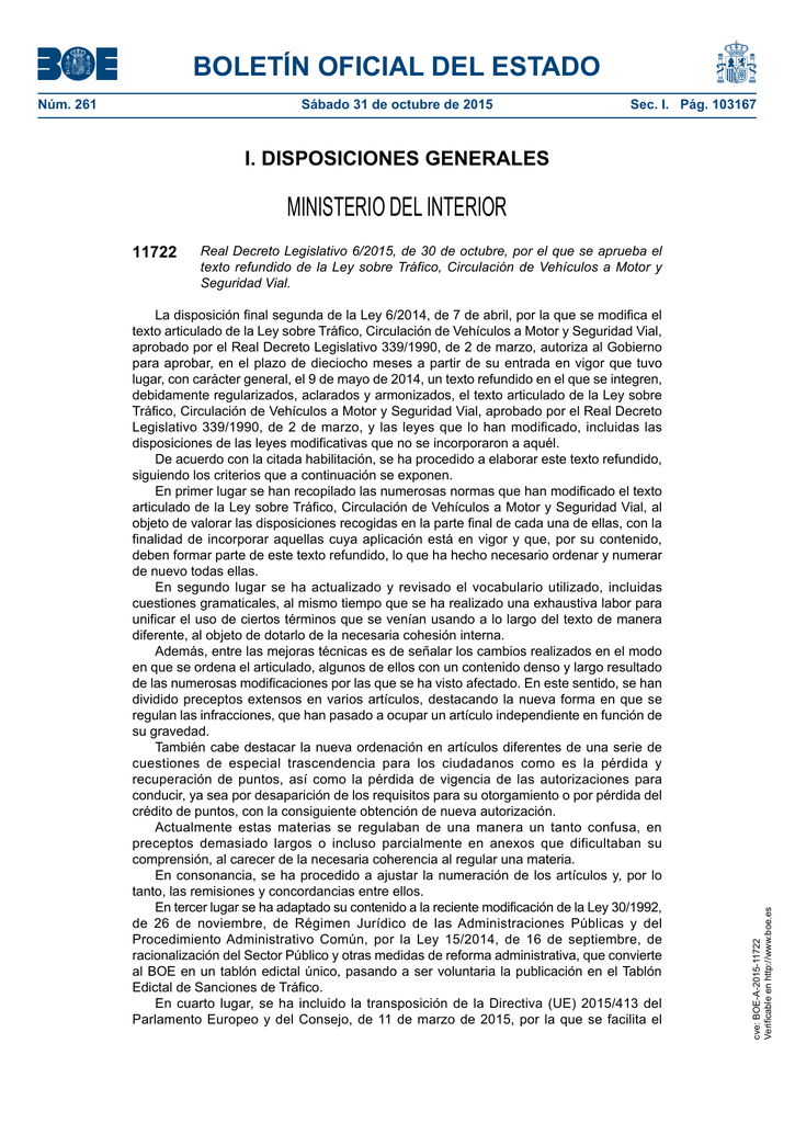 Real Decreto Legislativo 6/2015, Por El Que Se Aprueba El Texto ...