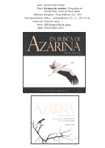 EN BUSCA DE AZARINA: XIII Premio Féliz de Azahara