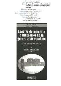 LUGARES DE MEMORIA E ITINERARIOS DE LA GUERRA CIVIL ESPAÑOLA