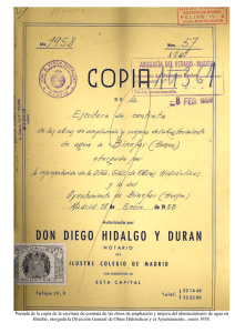 Escritura contrata Obras Ampliación y Mejora del Abastecimiento de agua, 1958