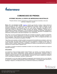 COMUNICADO DE PRENSA INTERMEC MEJORA LA OFERTA DE IMPRESORAS INDUSTRIALES