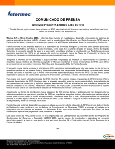 COMUNICADO DE PRENSA  INTERMEC PRESENTA EXITOSO CASO DE RFID