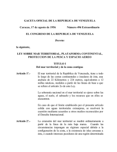 ley sobre mar territorial plataforma continental proteccion de la pesca y espacio aereo