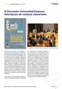 XI Encuentro Universidad-Empresa. Valorización de residuos industriales