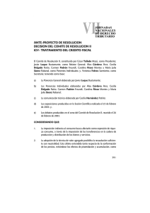ANTE-PROYECTO DE RESOLUCION DECISION DEL COMITE DE RESOLUCION II
